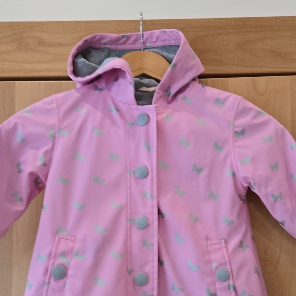 Hatley Pink Butterfly Raincoat for Kids, GUC, Rainy Weather Warm Durable, 3T - Picture 3 of 12